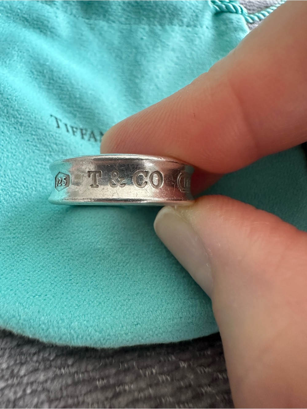Tiffany & Co. Sterling Silver Band on Signature Blue Pouch